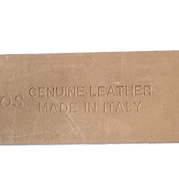 Vintage Albatros Cream Genuine Leather Belt Made in Italy Sz M EUROMETAL Buckle - Picture 3 of 9